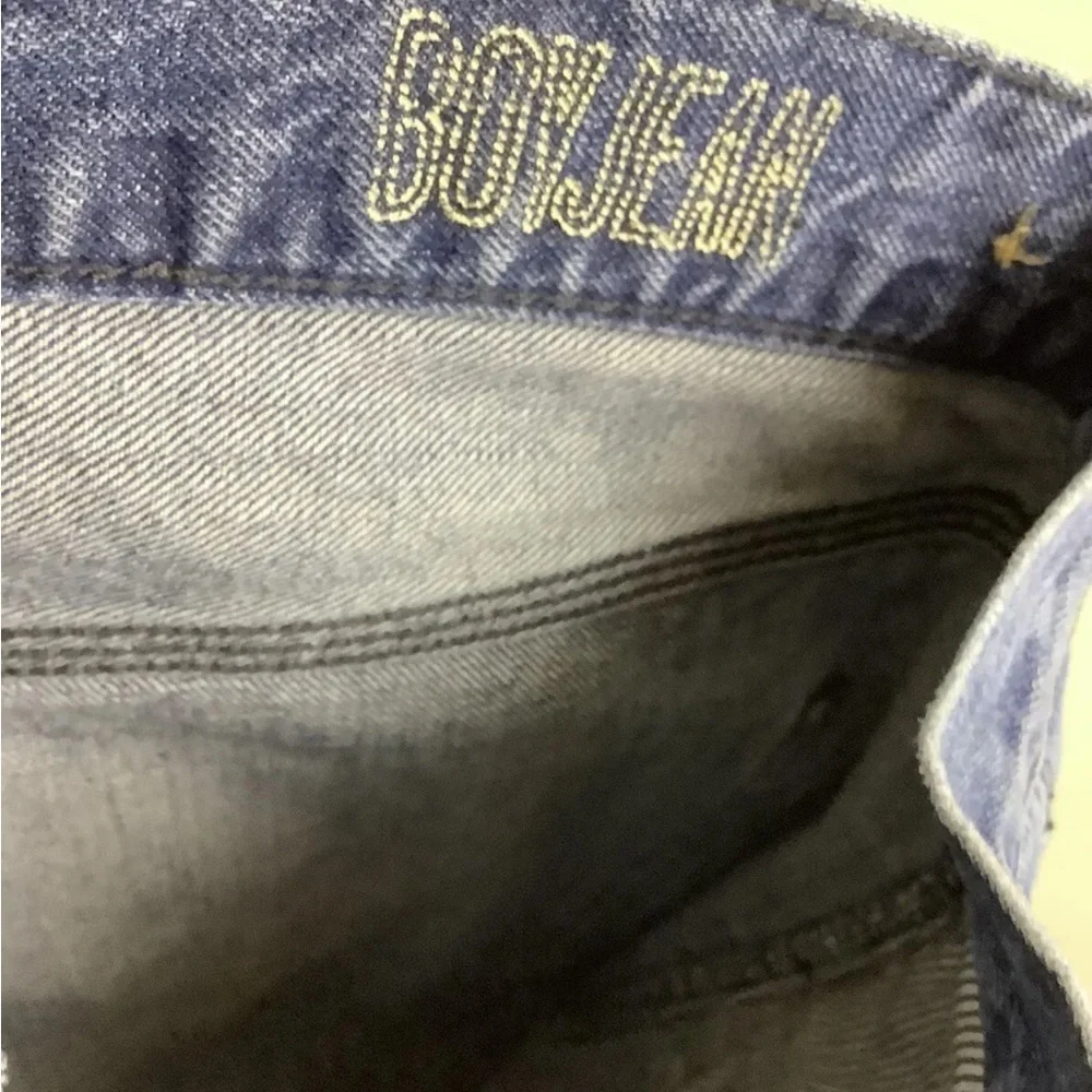 Madewell Sz 27 Slim Boy Jeans Blue 100% Cotton Distressed Detail Pants - Picture 6 of 7